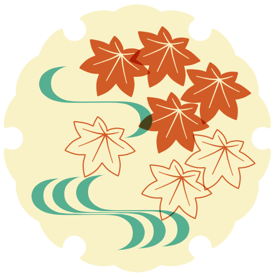 雪輪に紅葉 花百姿